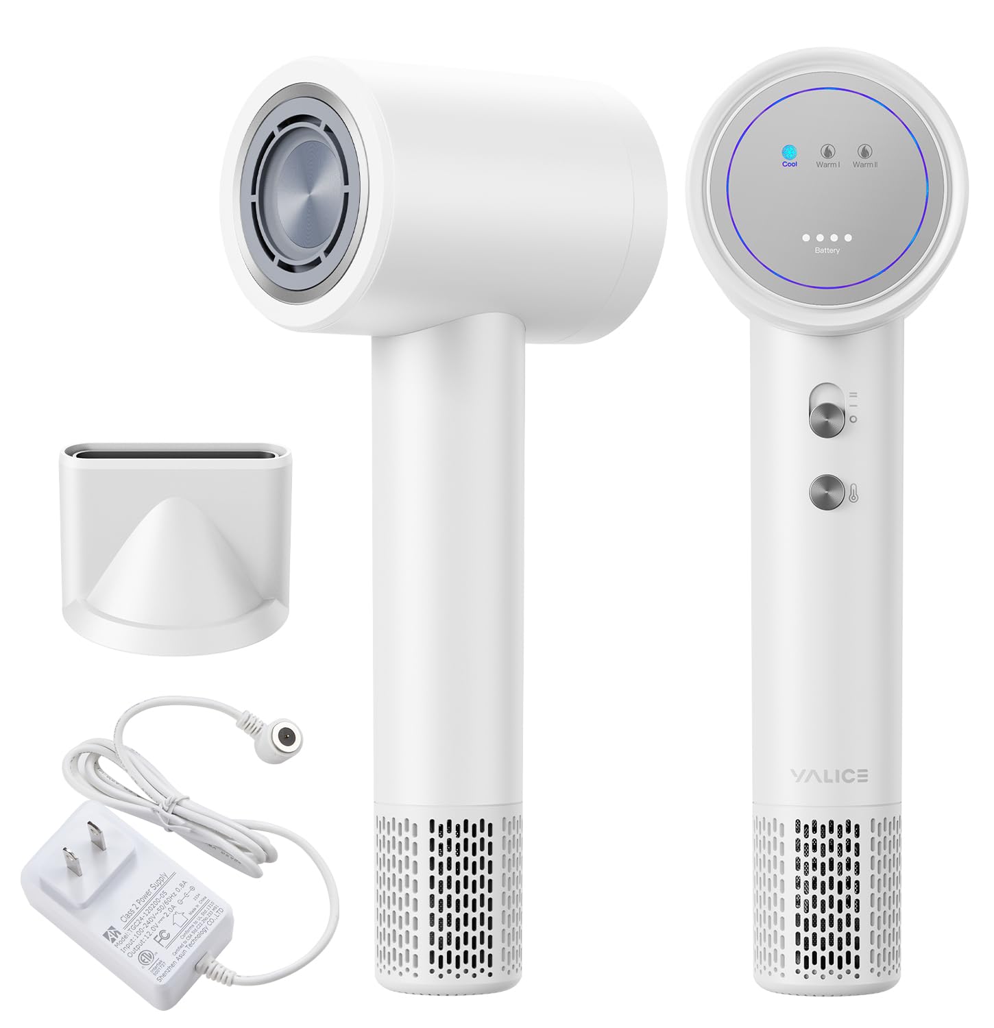 YALICE cordless hair dryer front view highlights portable styling on the go.