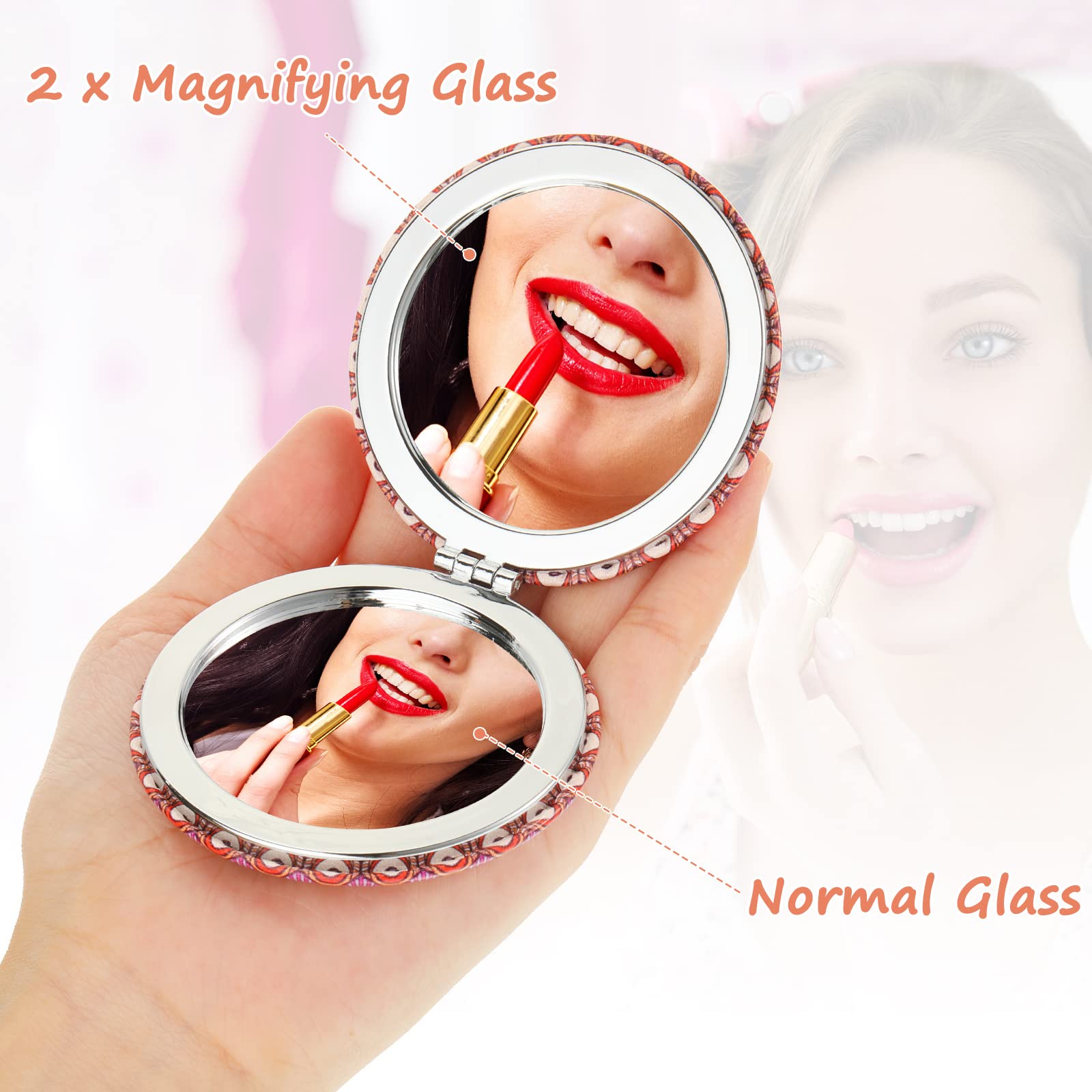Yalikop Mandala pocket mirror heart shape with two-sided viewing options