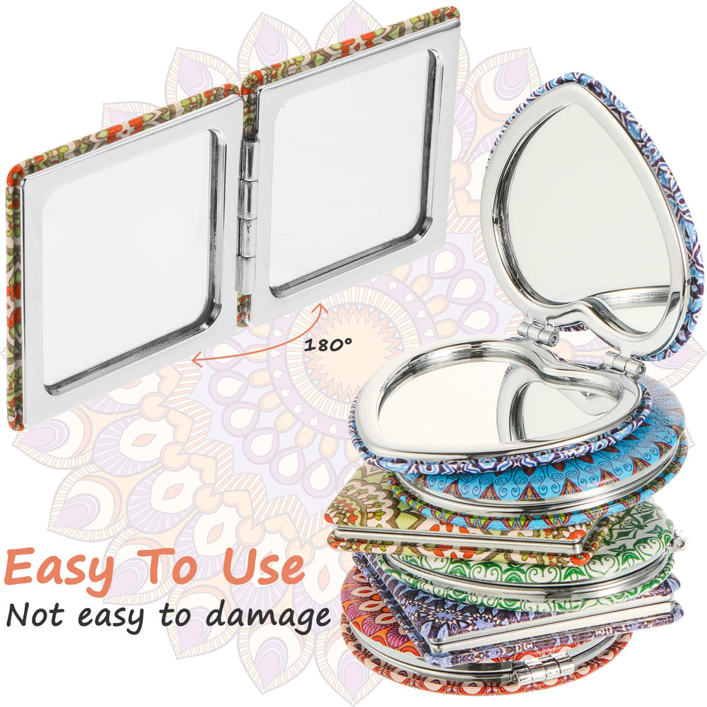 Yalikop Mandala PU leather pocket mirror durable and stylish in a bag