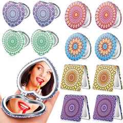 Yalikop mandala square pocket mirror for precise makeup checks on the go