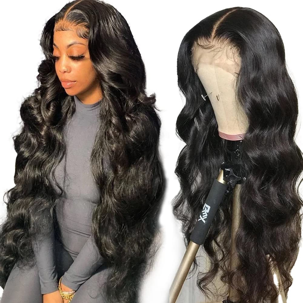 yamikk 13x5 hd lace-front wig 28in body wave for natural parting options
