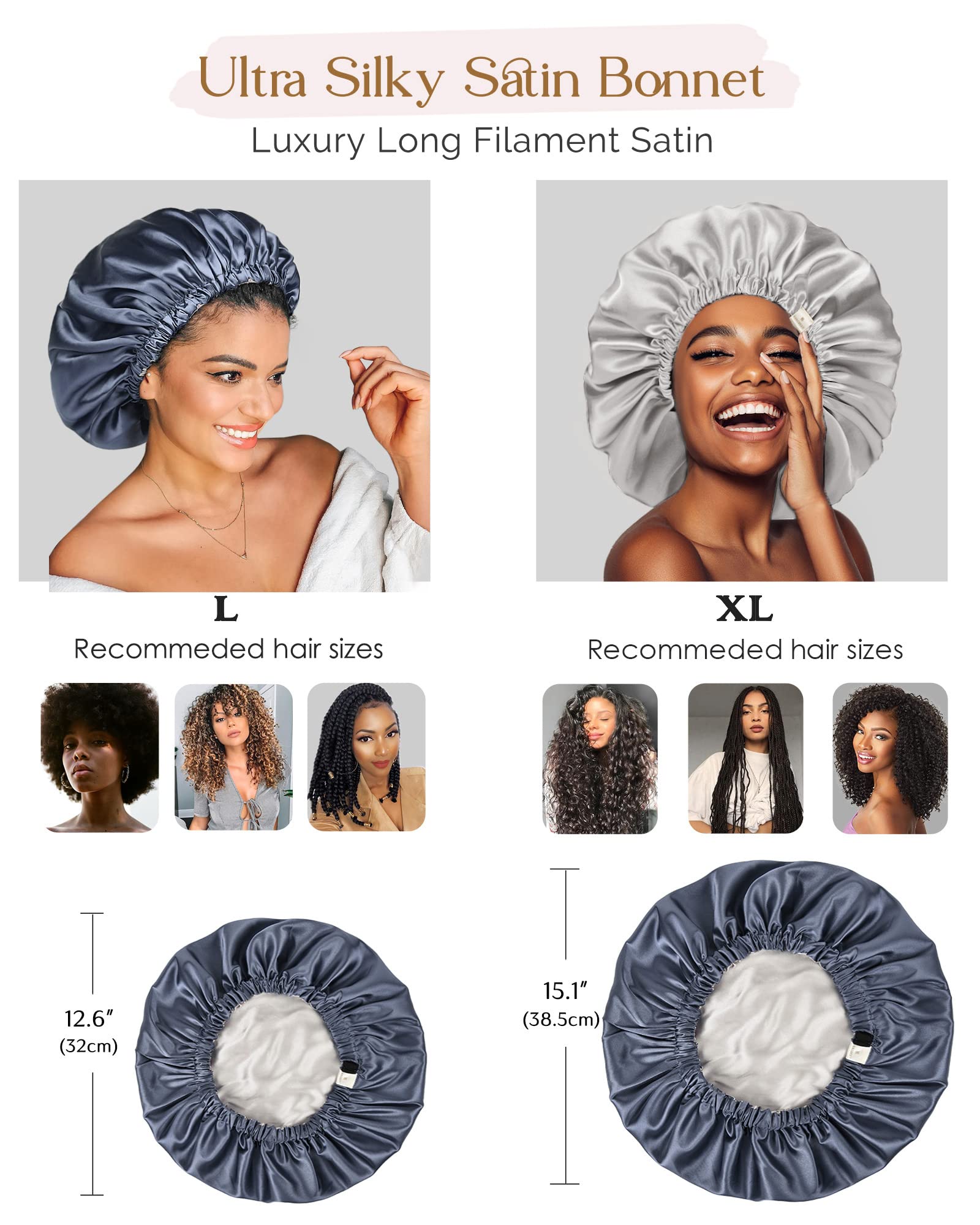 YANIBEST ash-blue bonnet adds stylish flair while protecting curls.