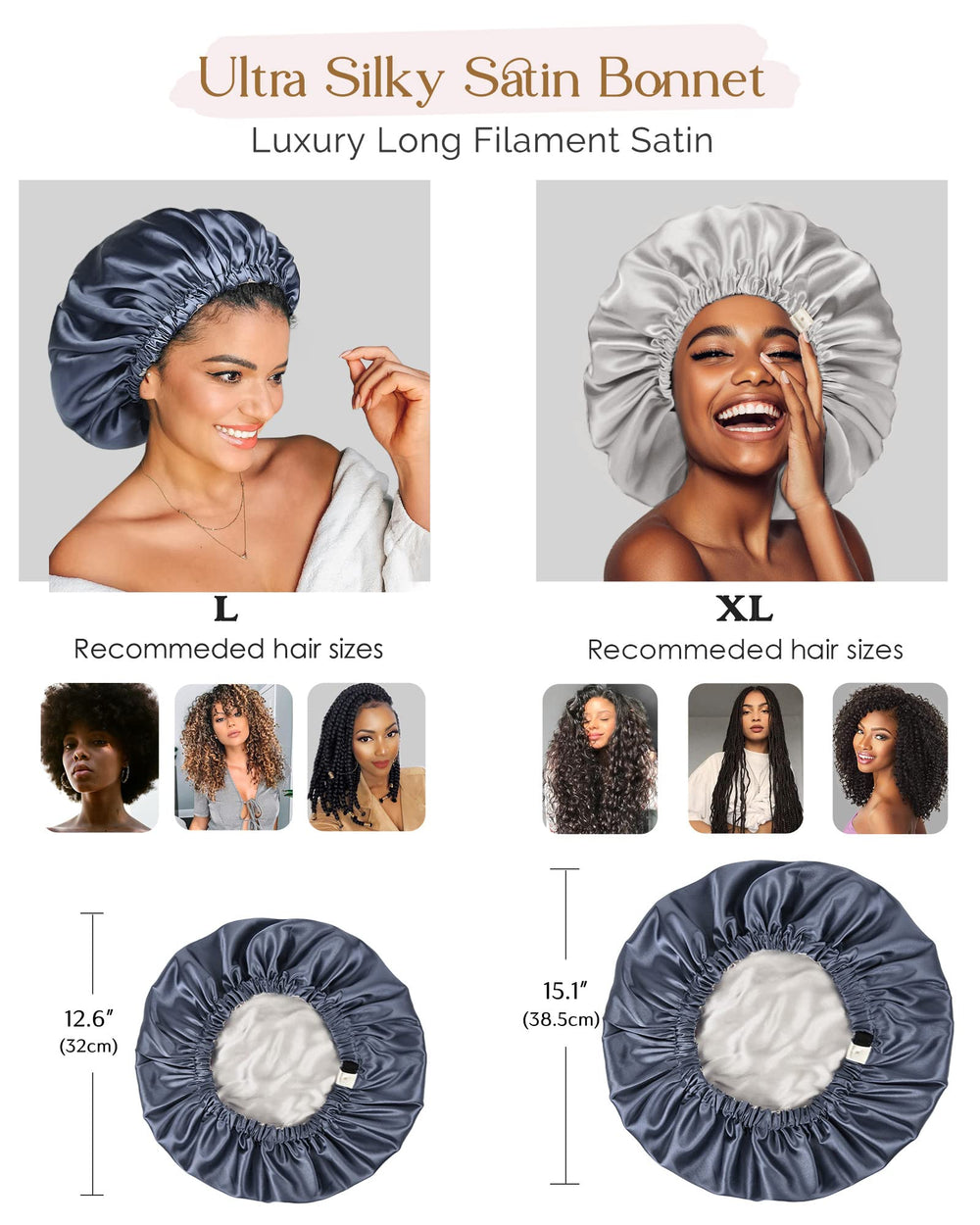 YANIBEST ash-blue bonnet adds stylish flair while protecting curls.