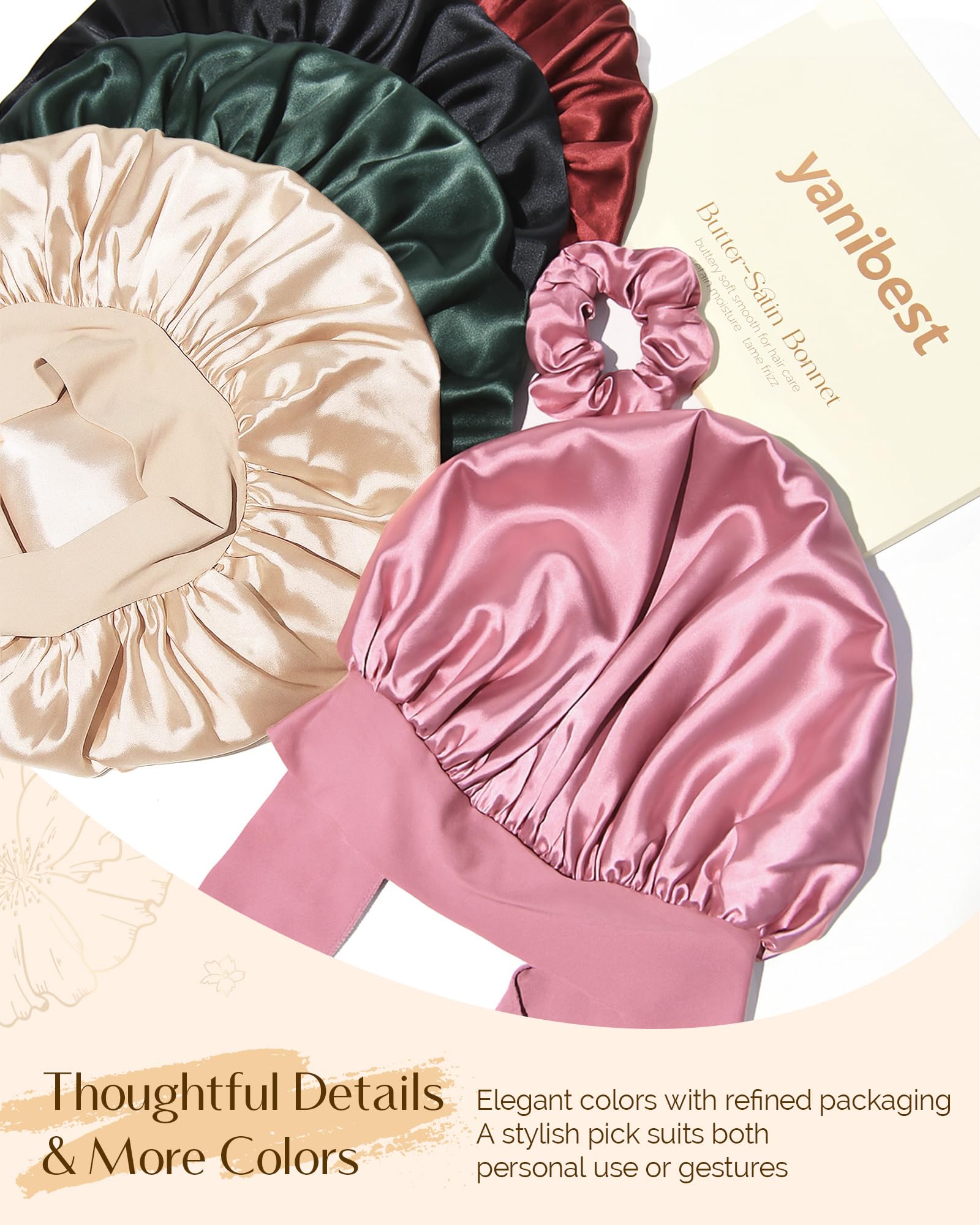 YANIBEST beanpaste-pink bonnet adds chic style while protecting curls