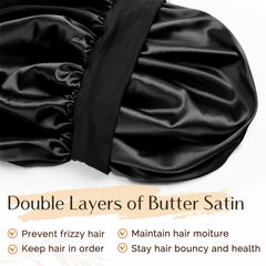 YANIBEST double layer satin bonnet closeup highlighting luxurious texture and protection