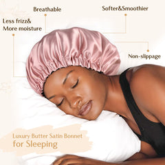 YANIBEST double-layer satin bonnet reversible design protects hair while sleeping.