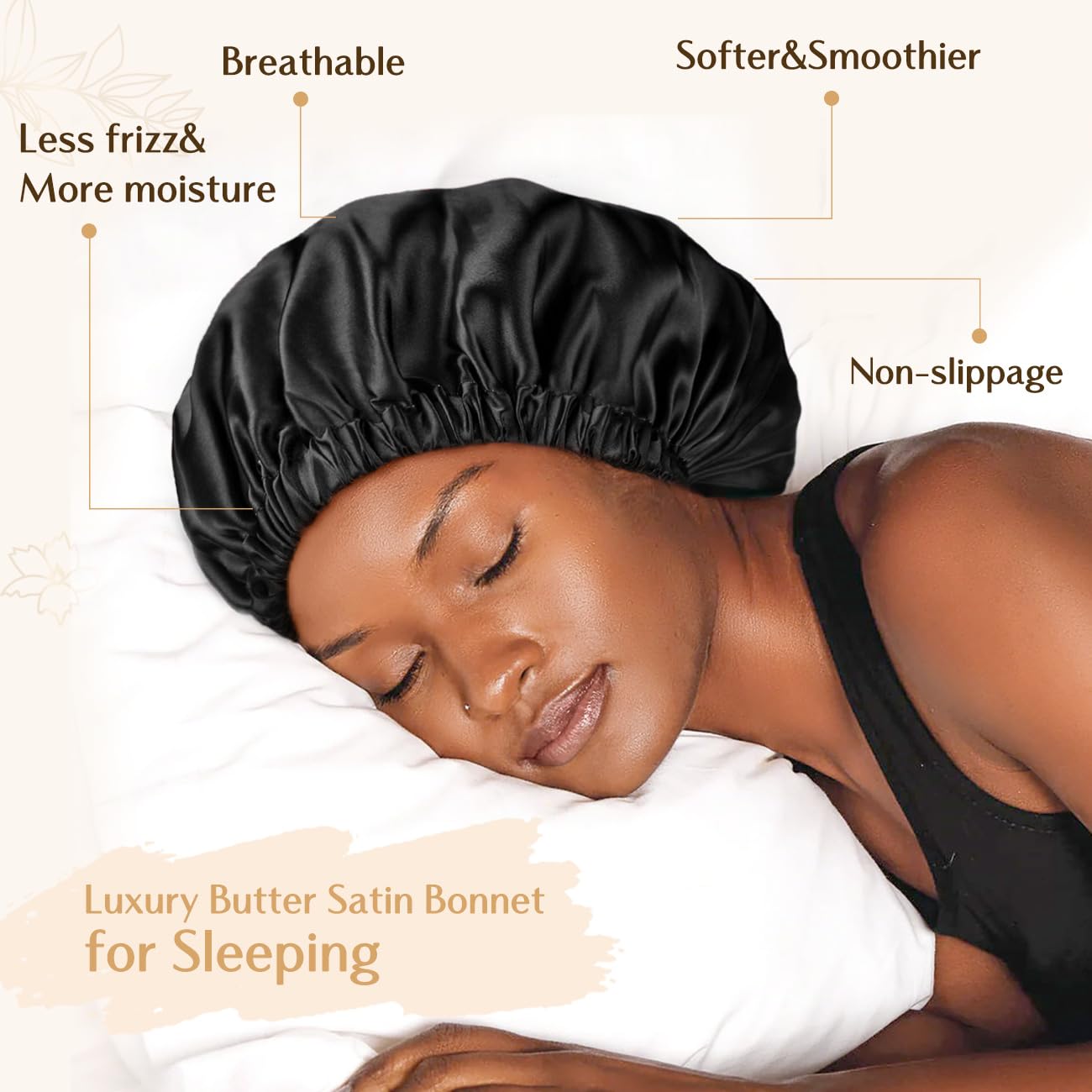 YANIBEST double-layer satin bonnet — reversible design protects hair and sheets at night