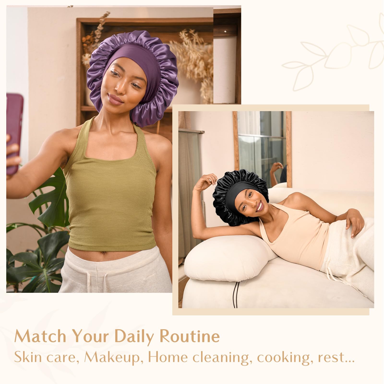 YANIBEST multi color satin bonnet showcasing versatile styles for different outfits