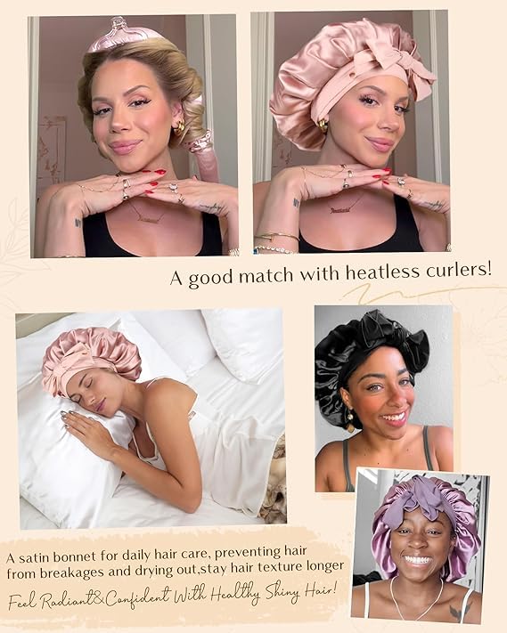 YANIBEST bonnet ready for night sleep and routine skincare.