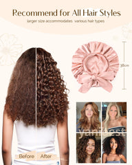 YANIBEST overnight-fit satin bonnet on bed, practical sleep headwear