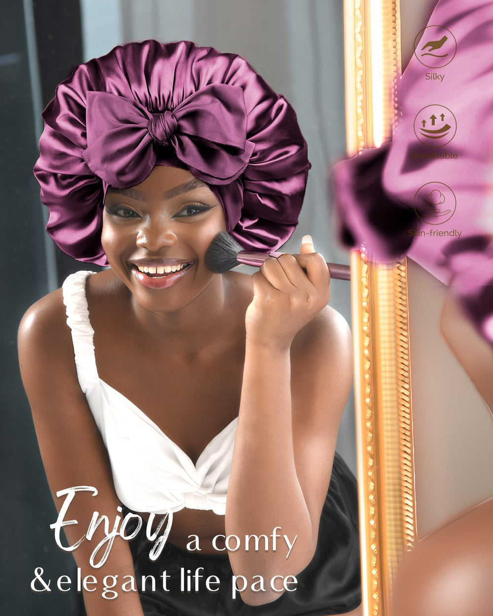 YANIBEST overnight-hair-care bonnet keeps hairstyles intact.