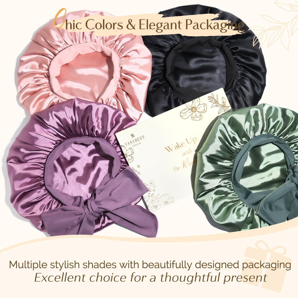 YANIBEST purple satin bonnet adds color while keeping hair hydrated