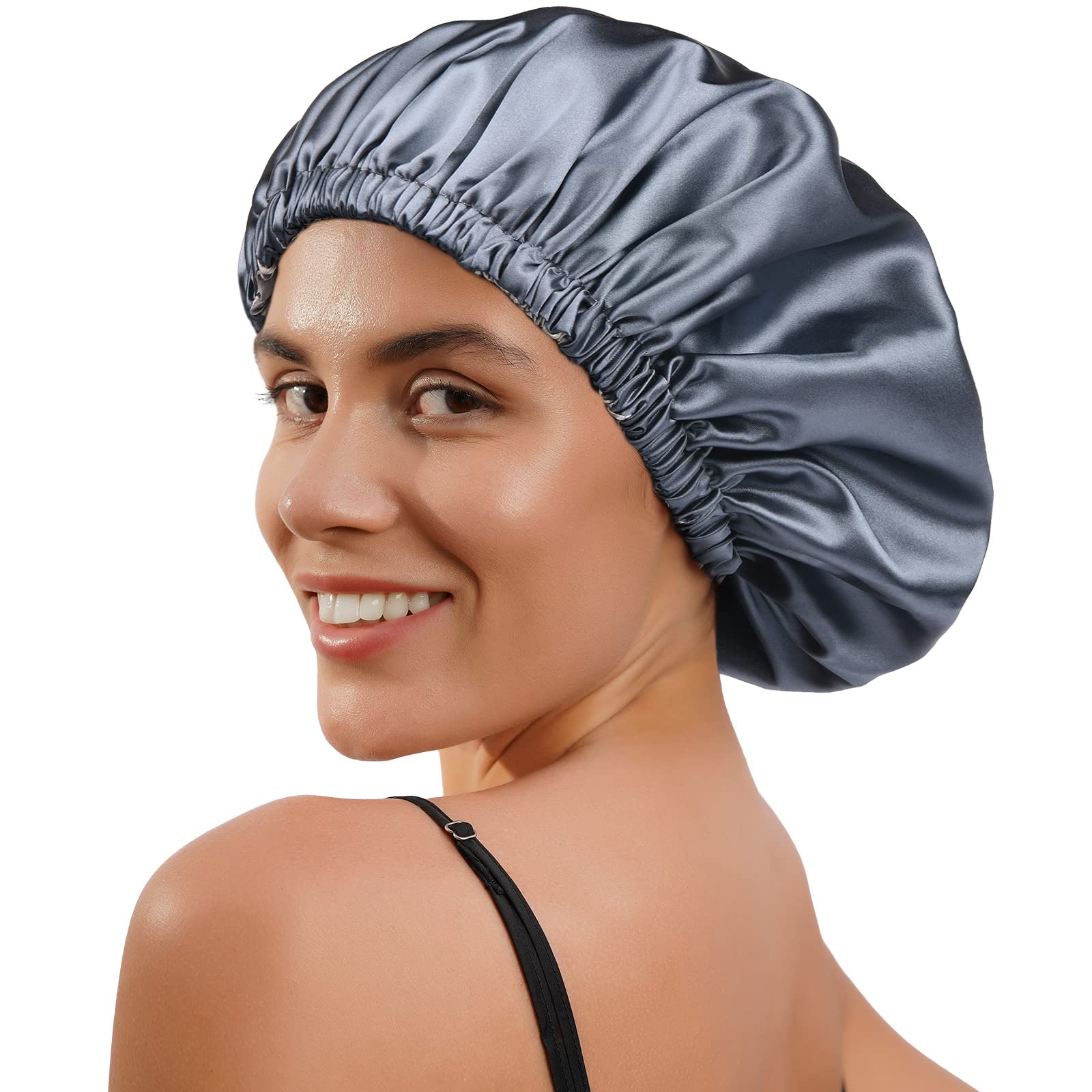YANIBEST satin bonnet protects hair from friction and static for smoother curls.