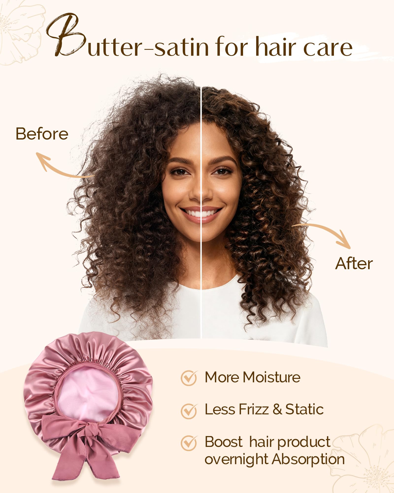 YANIBEST satin bonnet protects hair during skincare, sleep, and light workouts