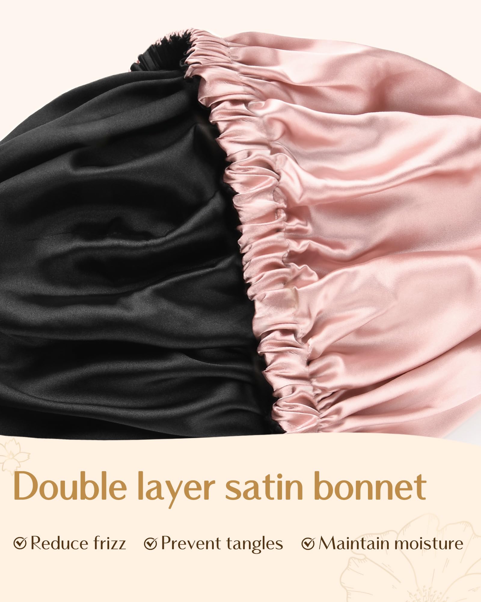 YANIBEST satin bonnet on pillow preserves moisture and avoids color transfer.