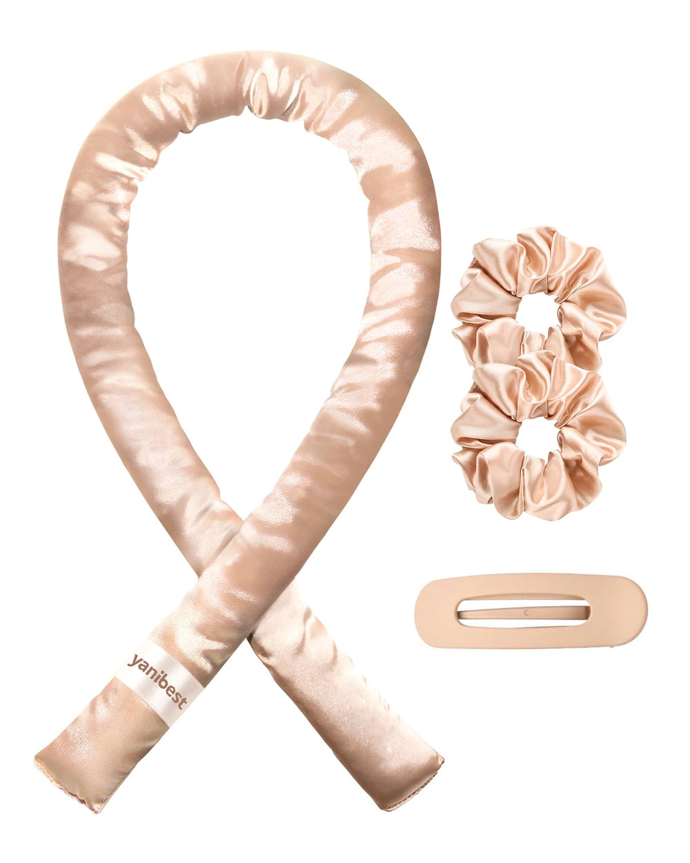 Yanibest Satin Heatless Curler Set packaging, premium design for easy at-home styling.