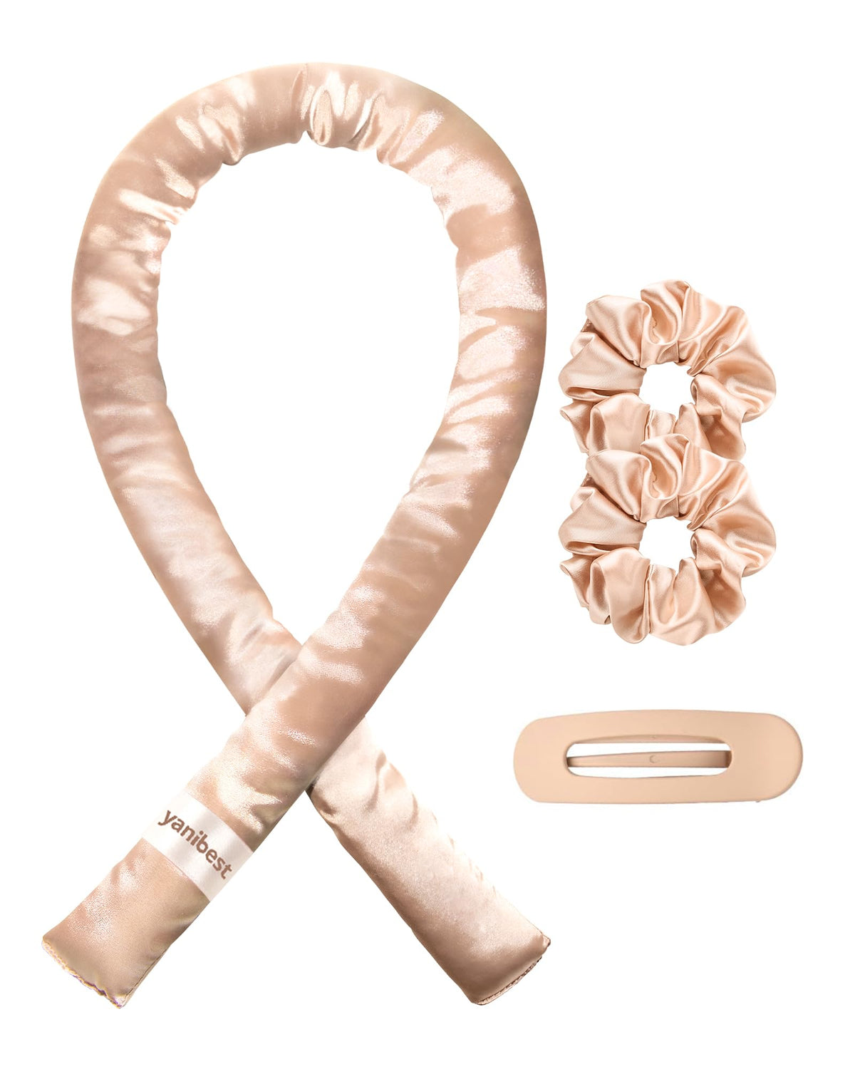 Yanibest Satin Heatless Curler Set packaging, premium design for easy at-home styling.