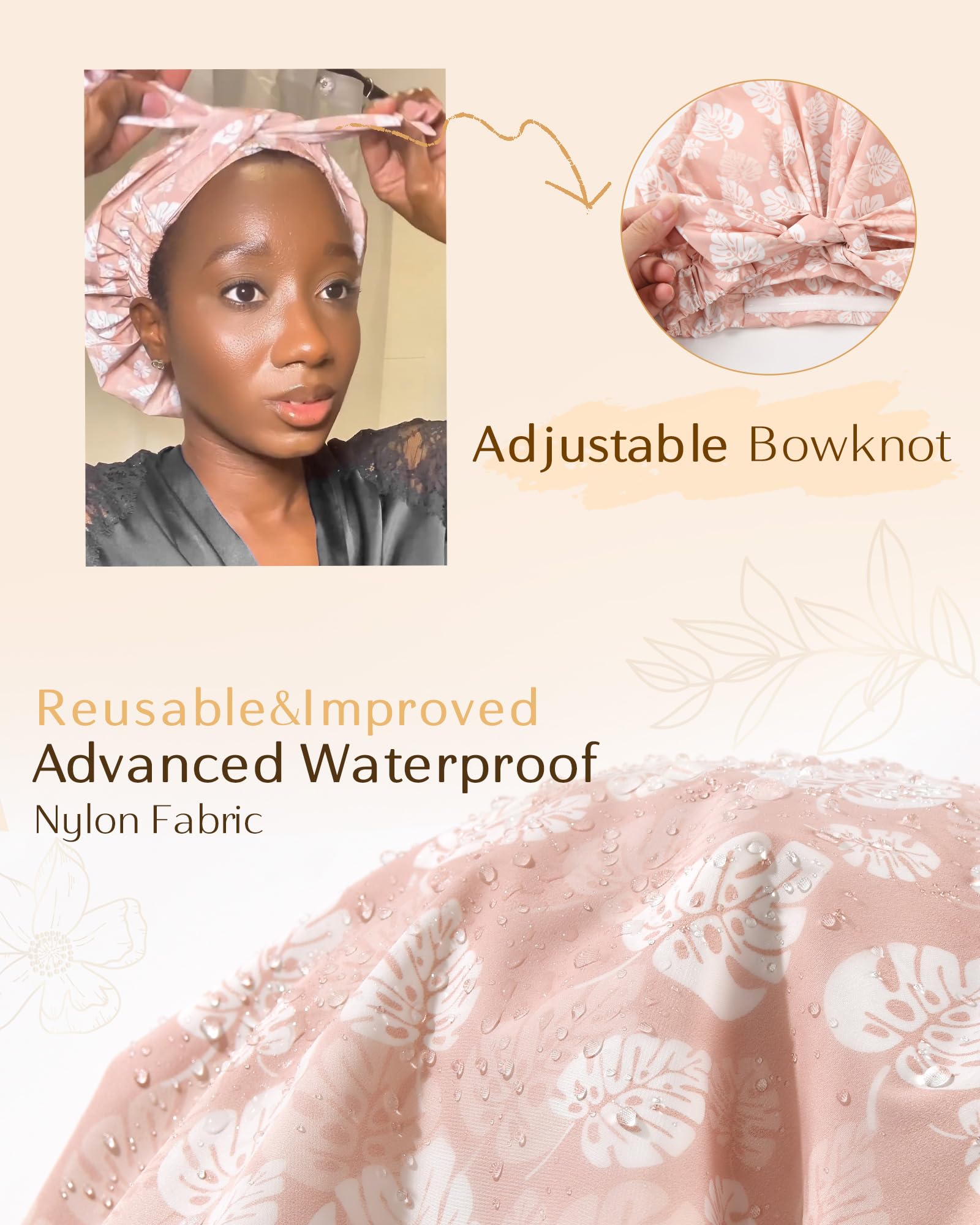 Yanibest shower cap fits all hair types, from long to curly.