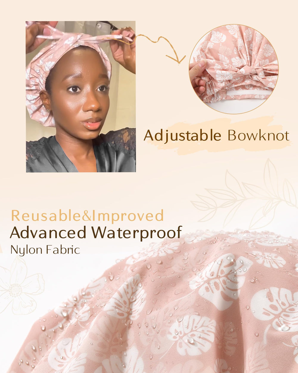 Yanibest shower cap fits all hair types, from long to curly.
