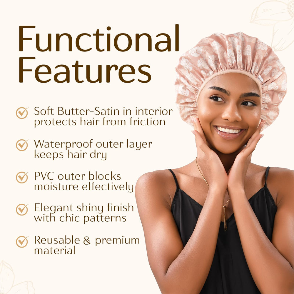 Yanibest shower-cap in use keeps moisture out and protects pillows