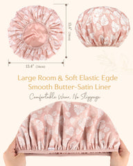 Yanibest shower cap satin interior closeup highlights soft butter satin lining protecting hair