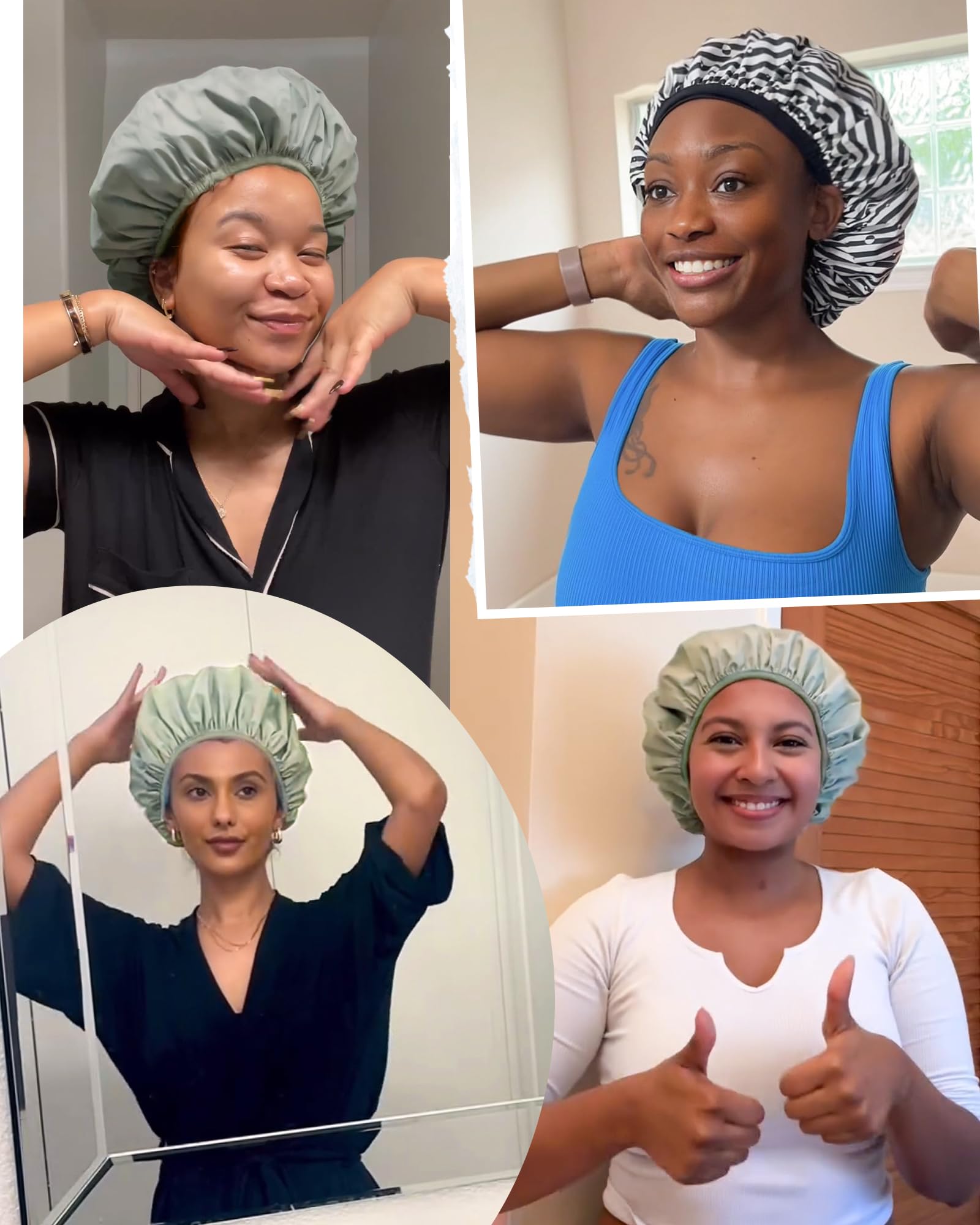 YANIBEST shower cap snag-proof fabric protects hairstyles while dressing