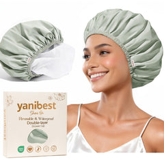YANIBEST shower cap waterproof double layer protects hair in the shower