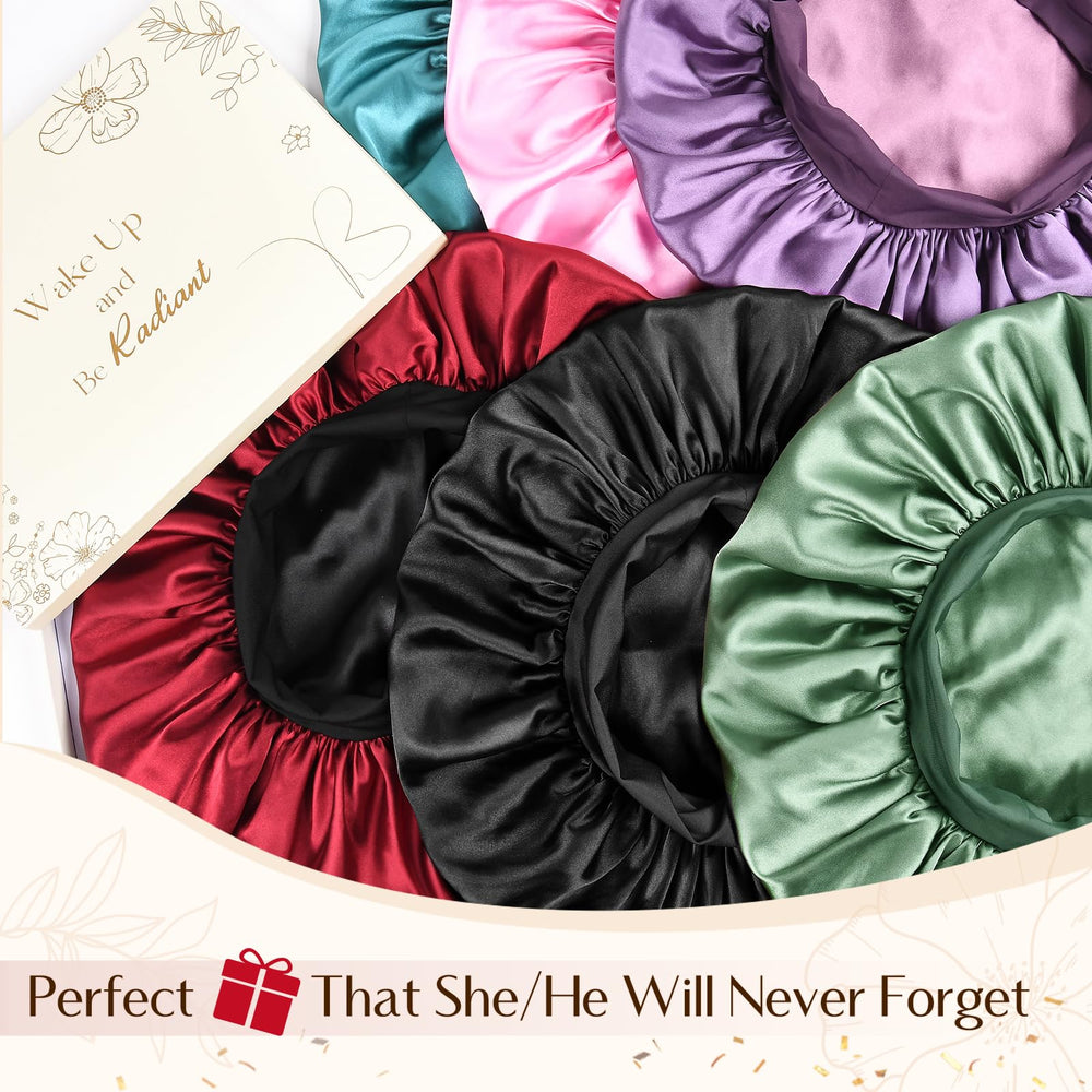 YANIBEST Silk Bonnet black satin finish protects hair while sleeping.