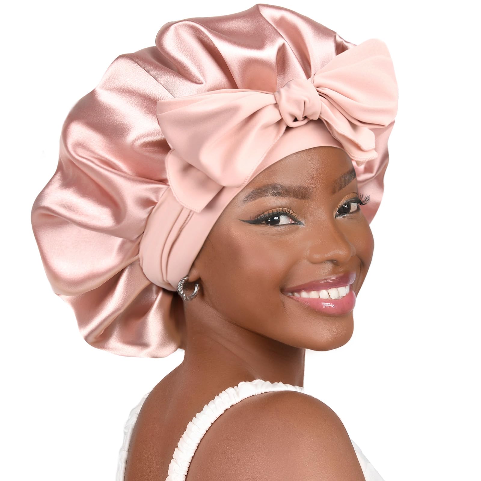 YANIBEST Silk Bonnet butter-satin texture provides gentle protection for nightly sleep.
