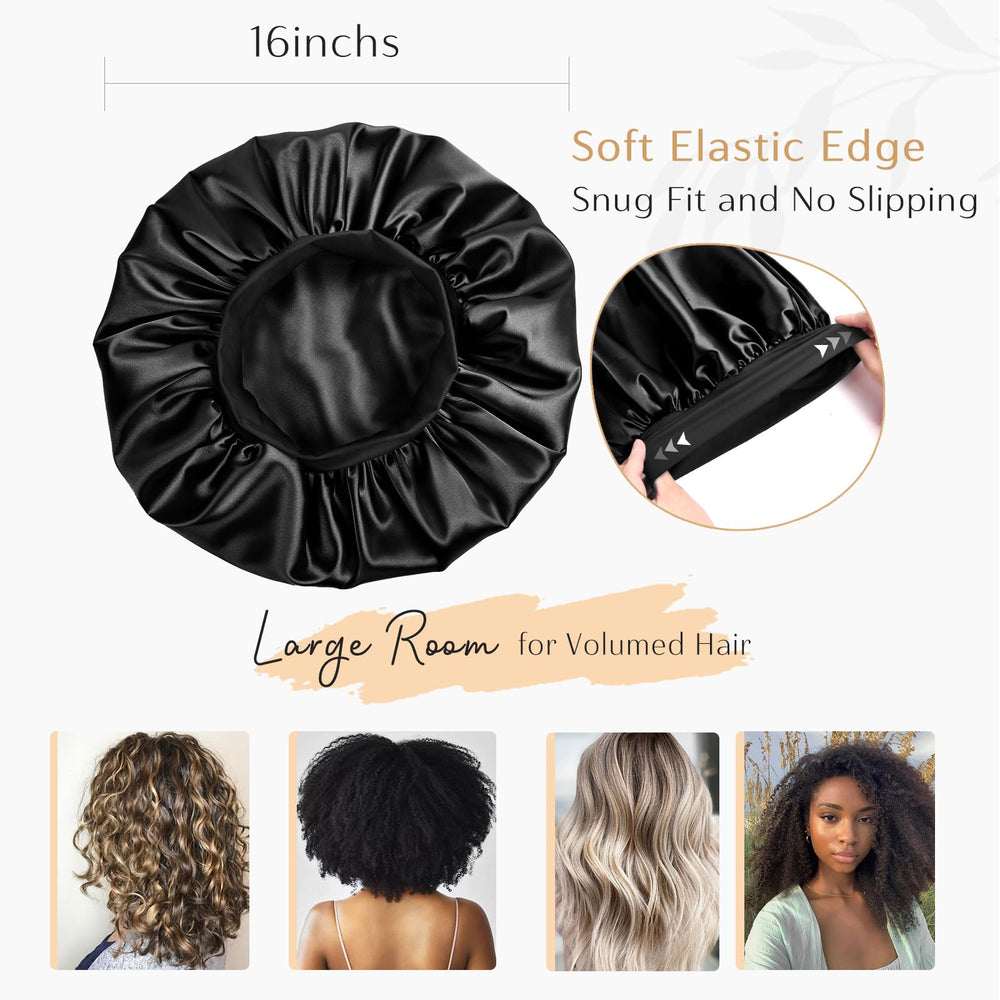 YANIBEST silk bonnet on curly natural hair suggesting versatile sleep care