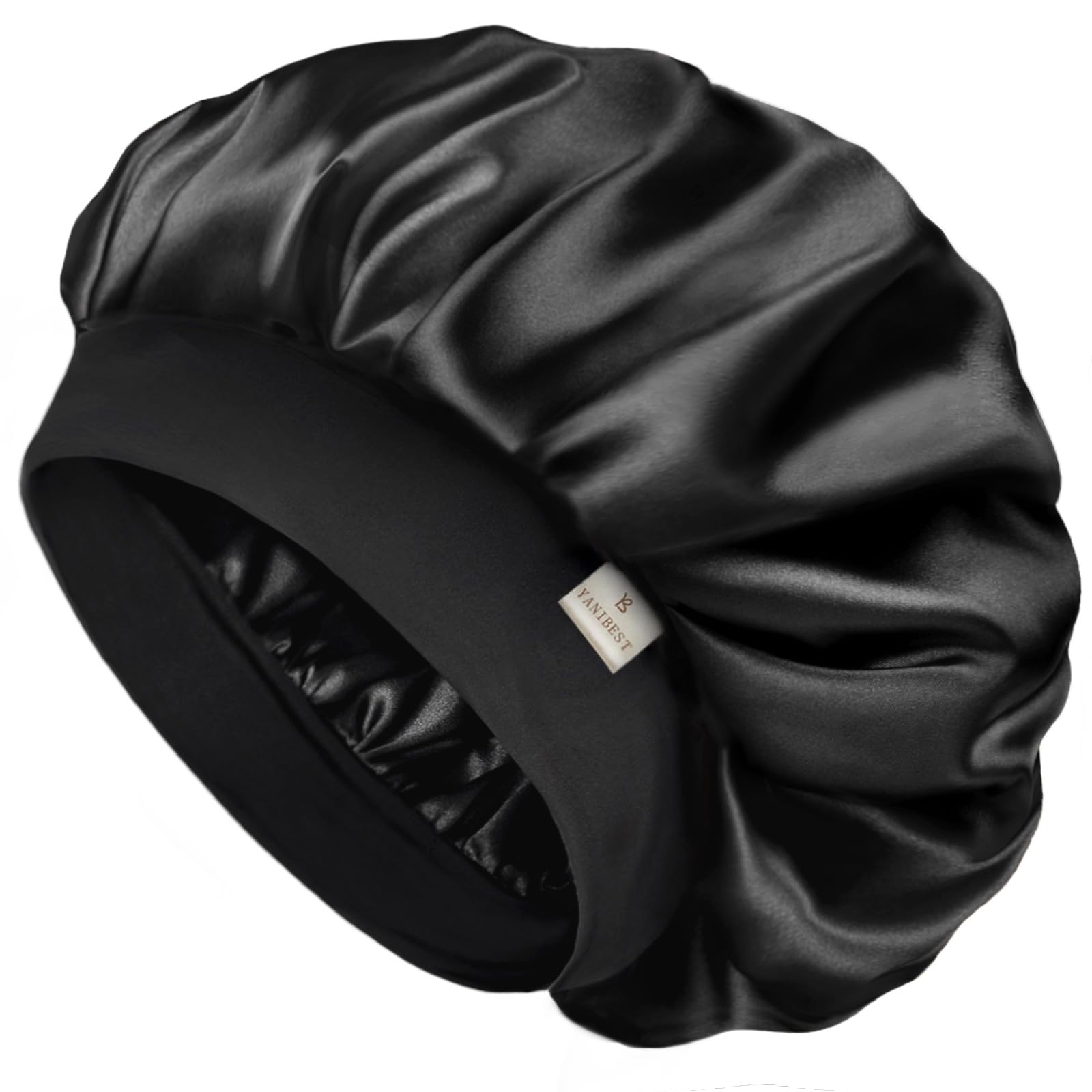 YANIBEST Silk Bonnet with double-layer satin protects curls overnight.