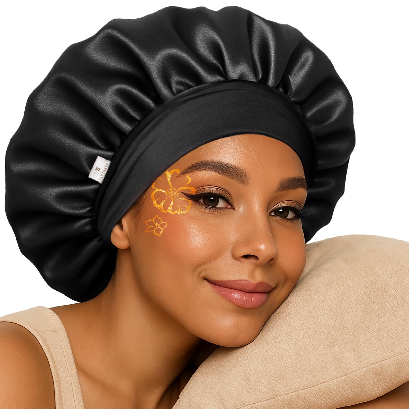 YANIBEST silk bonnet double-layer closeup protecting hair from friction during sleep