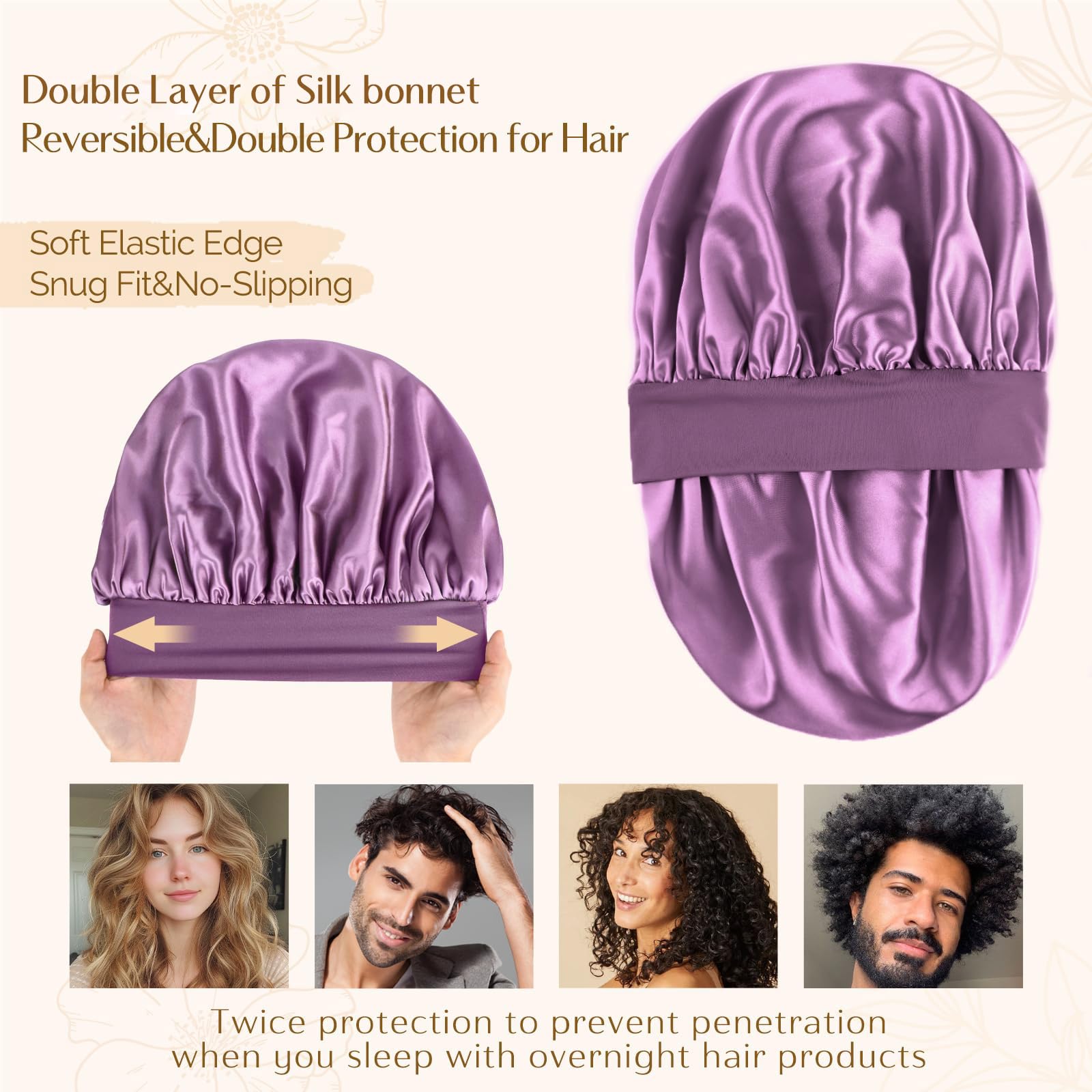 YANIBEST Silk Bonnet: double-layer design adds extra hair protection overnight.