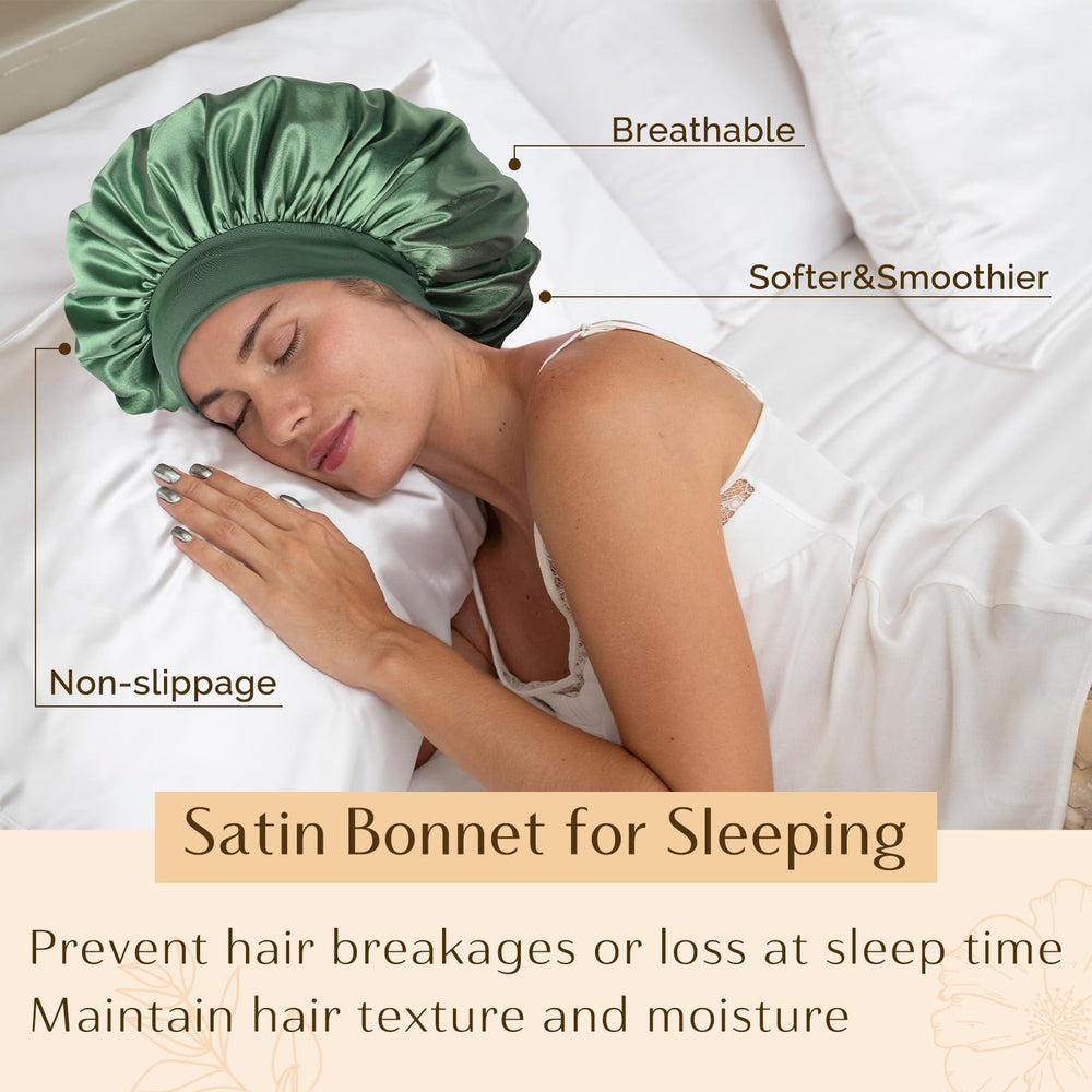 YANIBEST Silk Bonnet double-layer satin provides enhanced hair protection overnight.