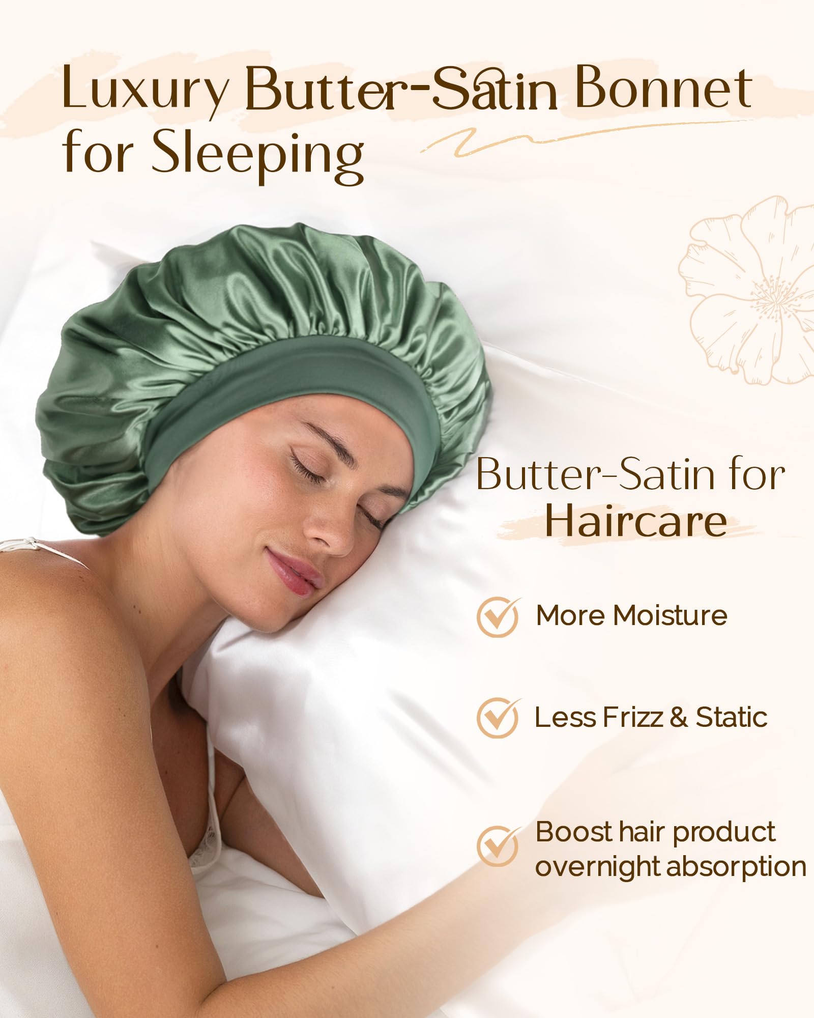 YANIBEST bonnet featuring elastic band for a secure, comfortable fit while lounging.