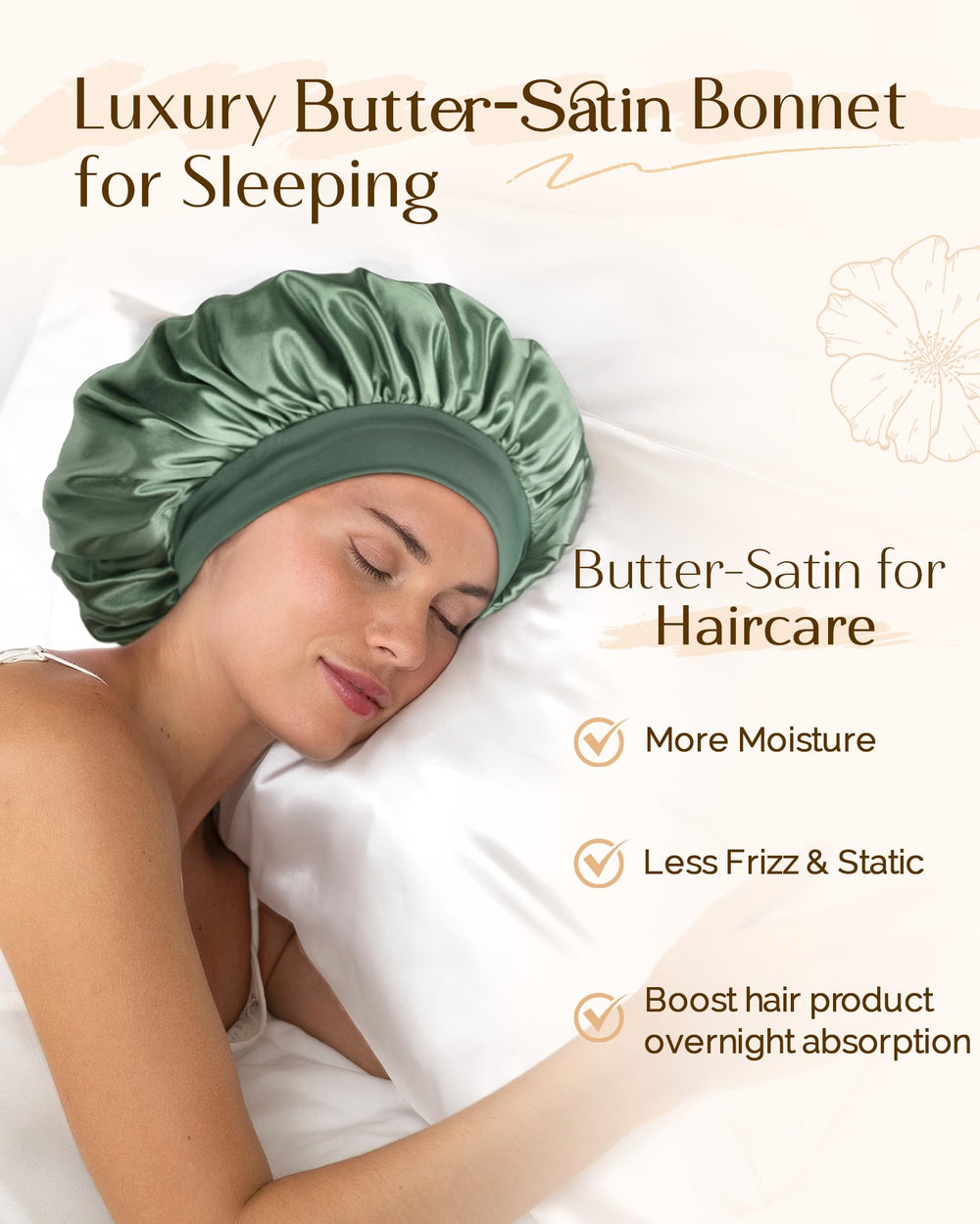 YANIBEST bonnet featuring elastic band for a secure, comfortable fit while lounging.