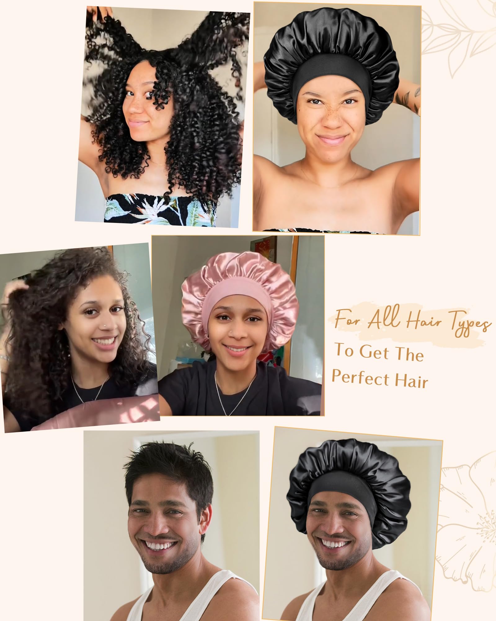 YANIBEST silk bonnet reduces friction and frizz for curls
