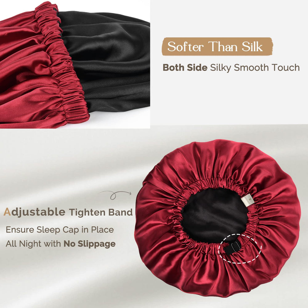 YANIBEST Silk Bonnet protects curls and reduces friction while resting on a pillow.