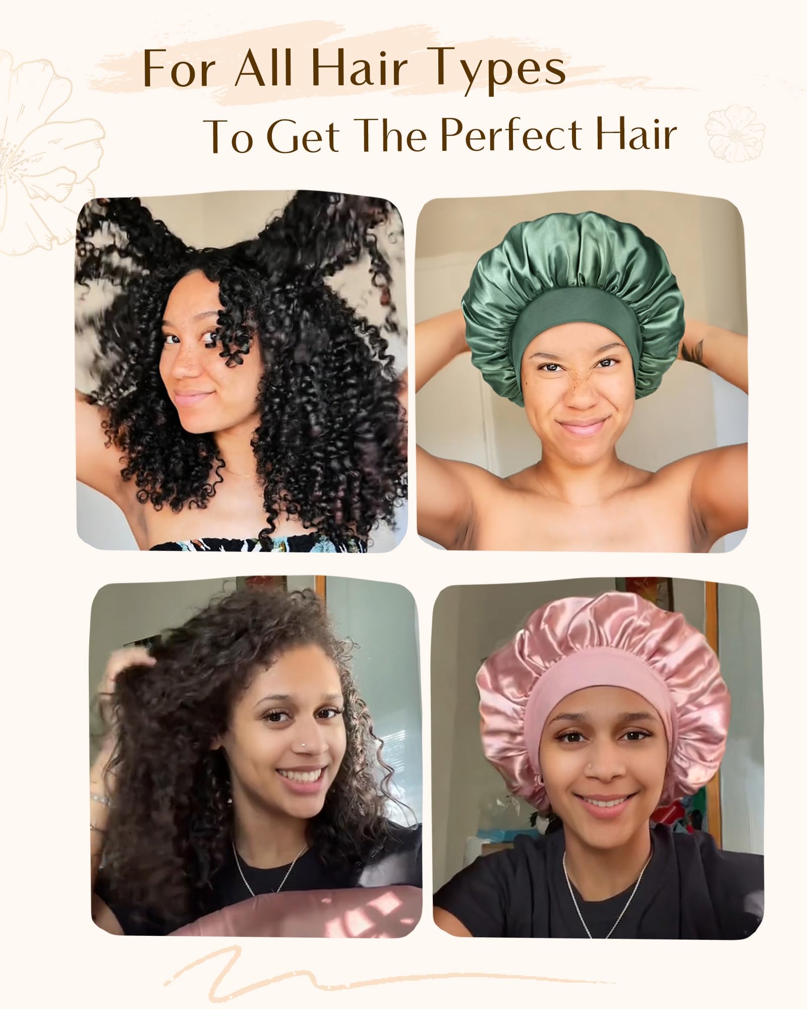 YANIBEST bonnet fits curly or long hair without compression.