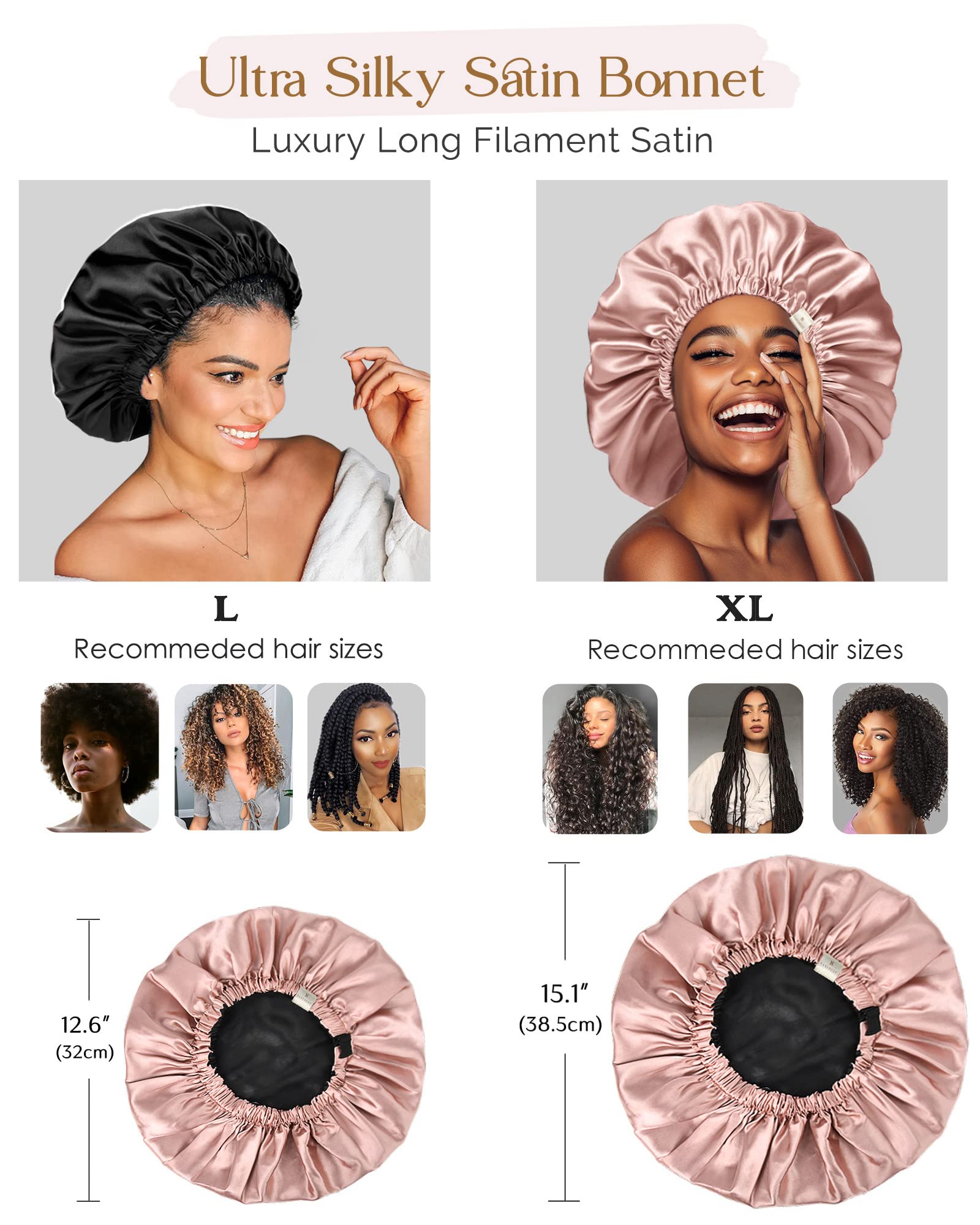 YANIBEST silk bonnet worn at night with adjustable secure fit