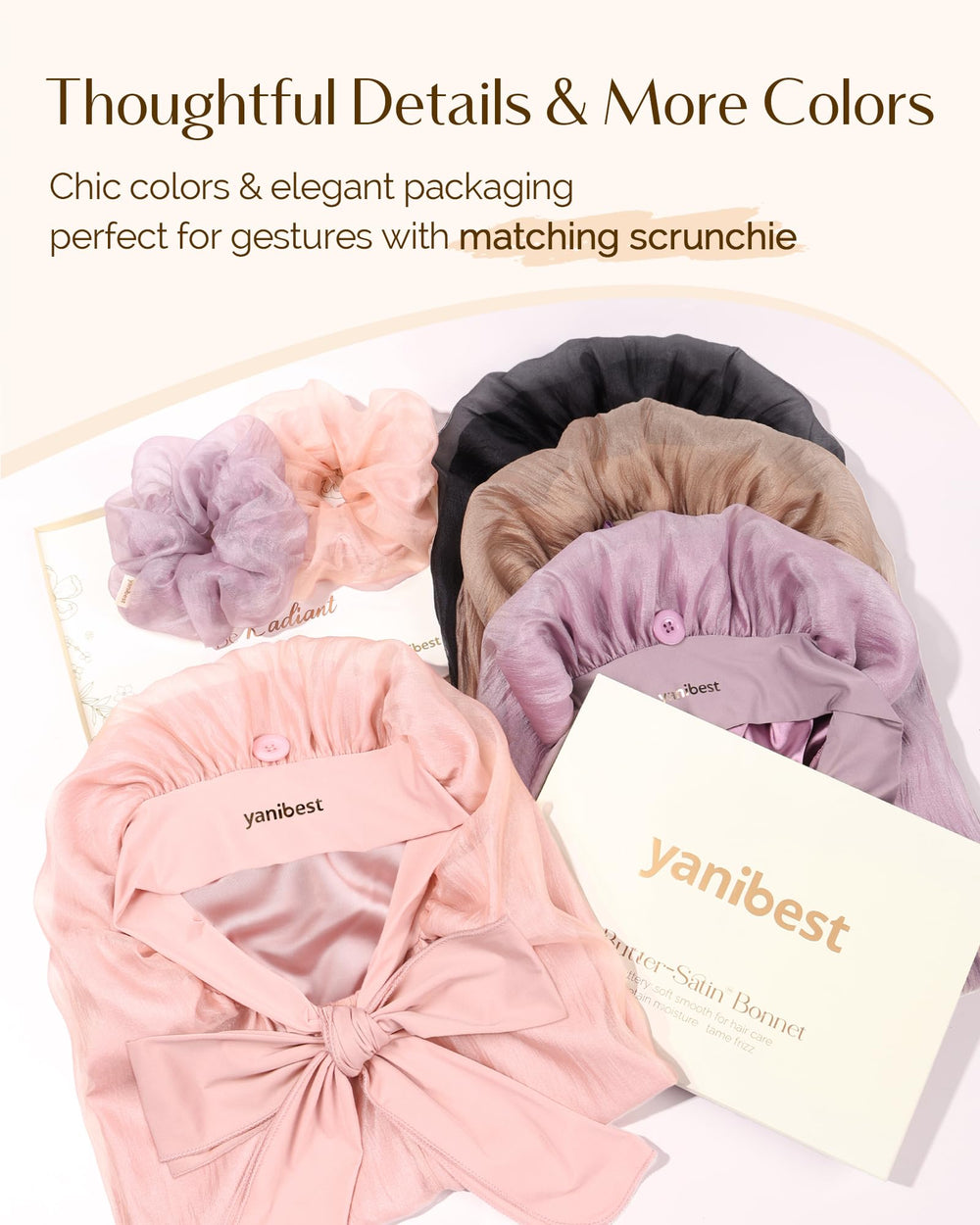 YANIBEST silk bonnet pink on bed for stylish daily-use protection