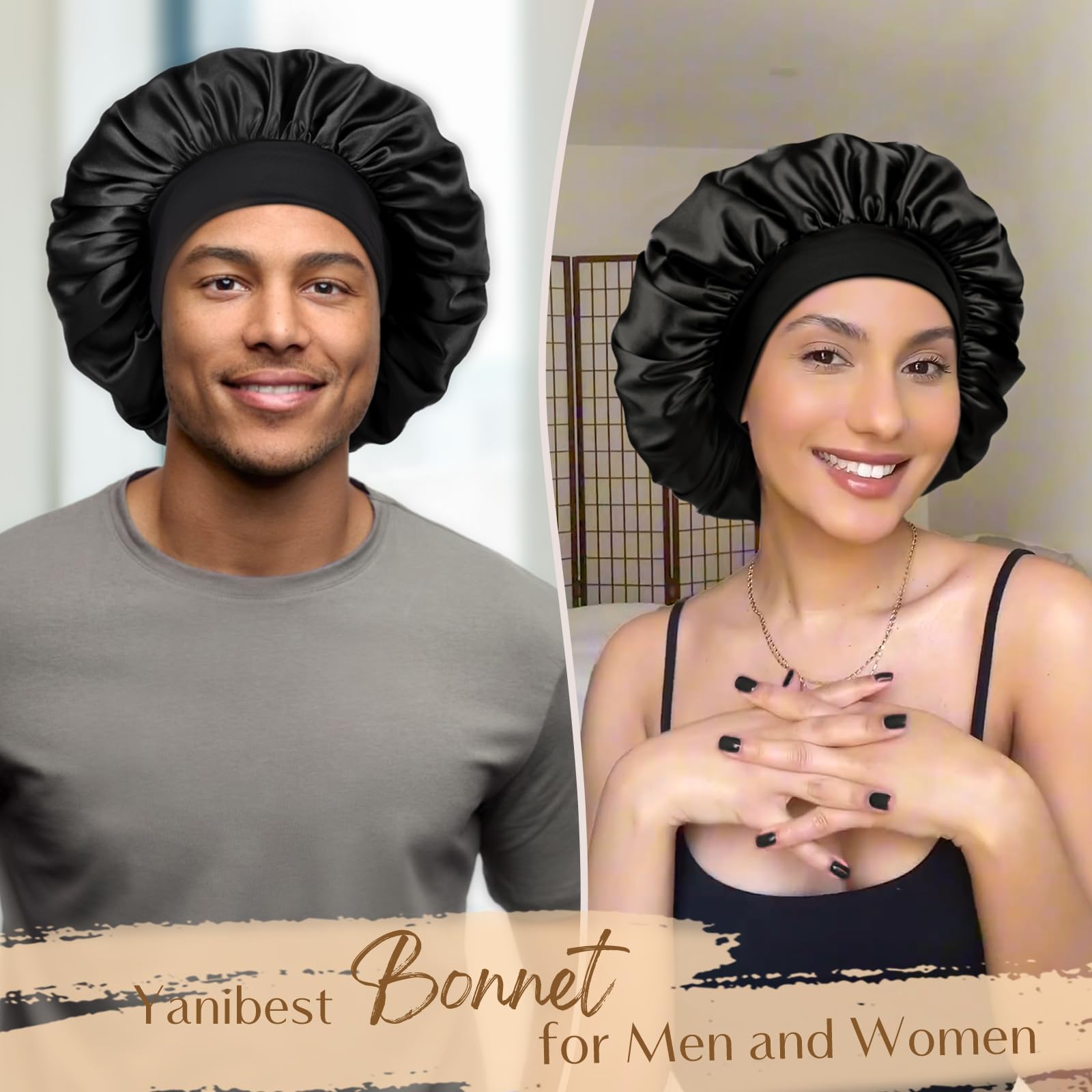 YANIBEST Silk Bonnet soft elastic band offers a non-slip fit.