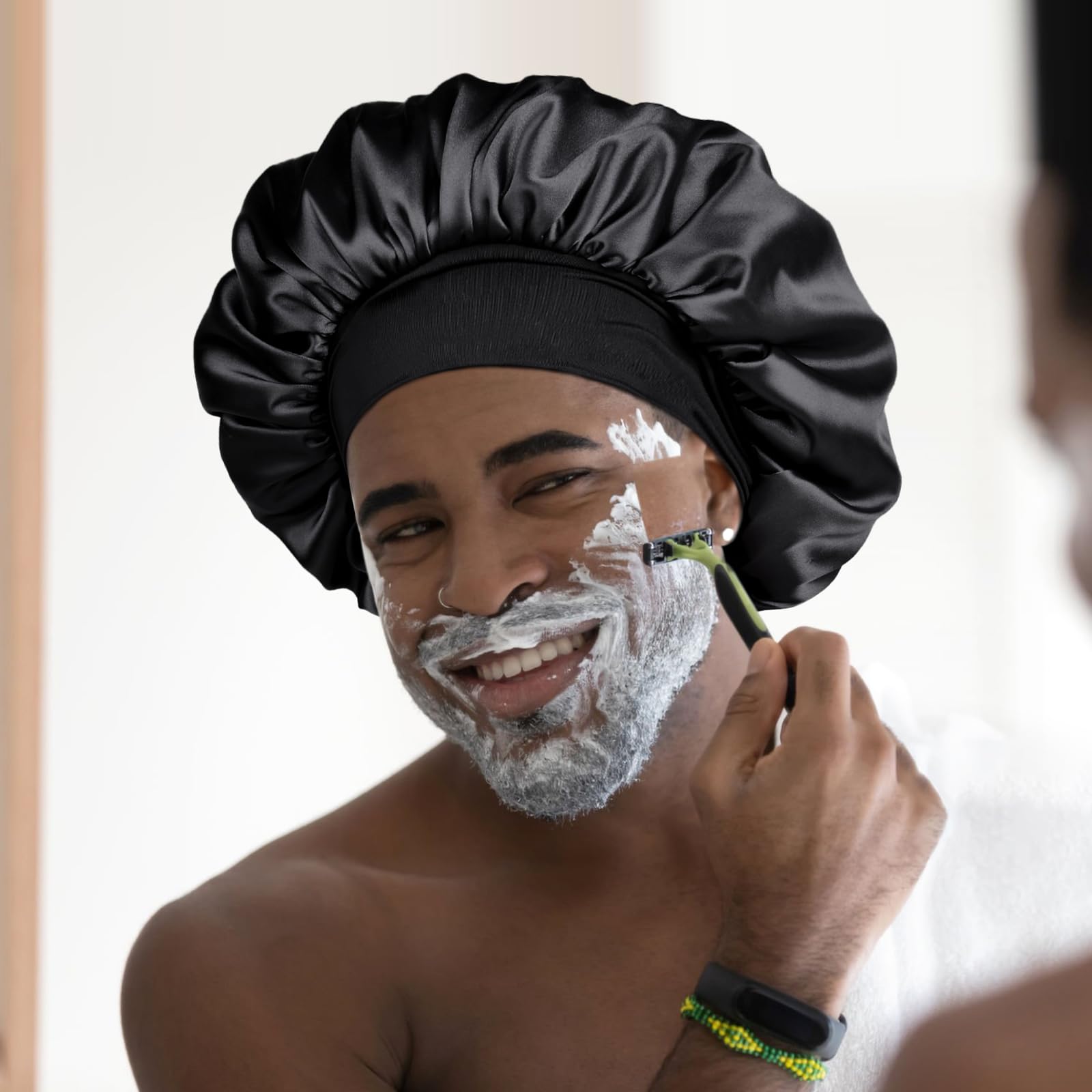 YANIBEST Silk Bonnet soft elastic band stays put without leaving marks.