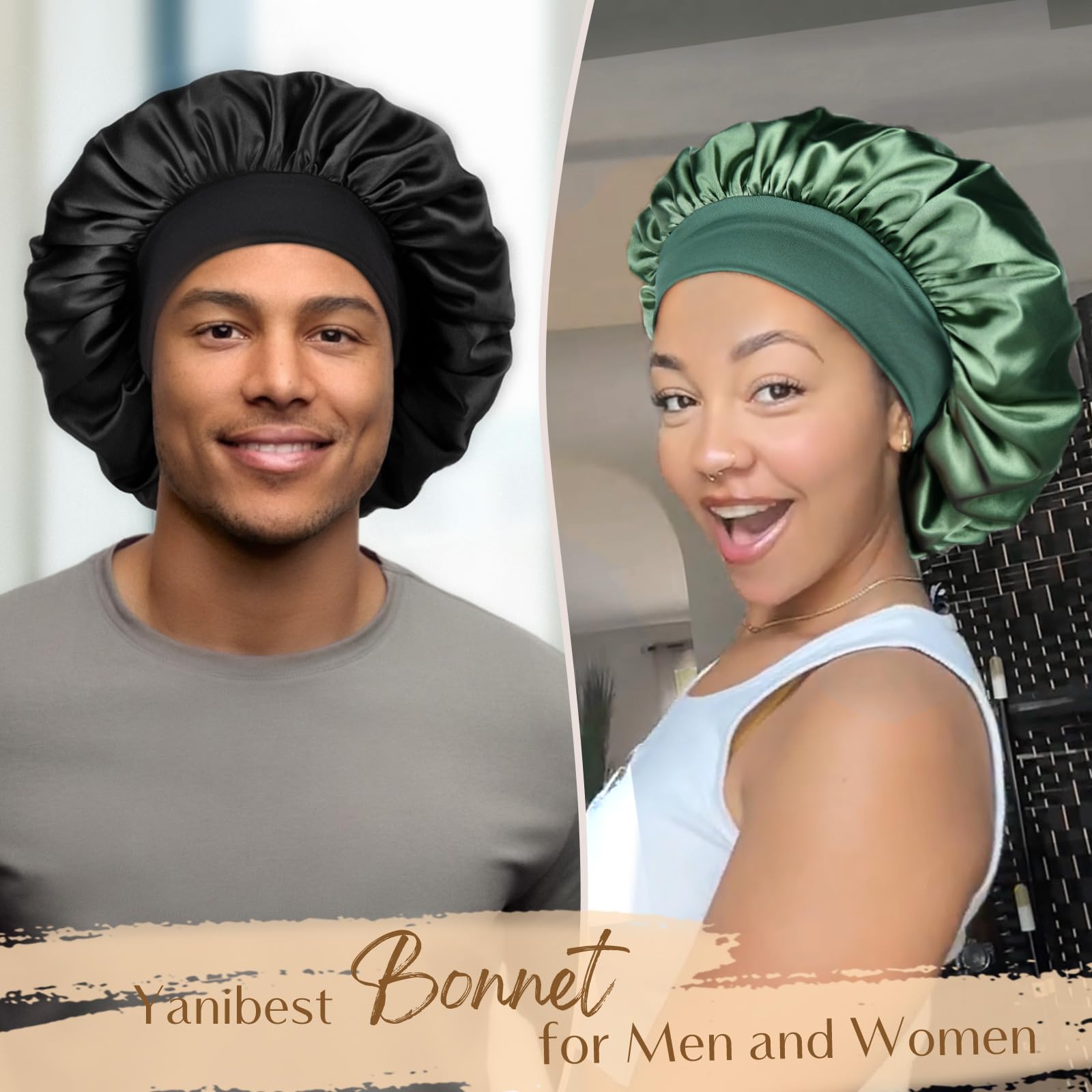 YANIBEST Silk Bonnet: soft elastic band ensures comfortable all-night wear.