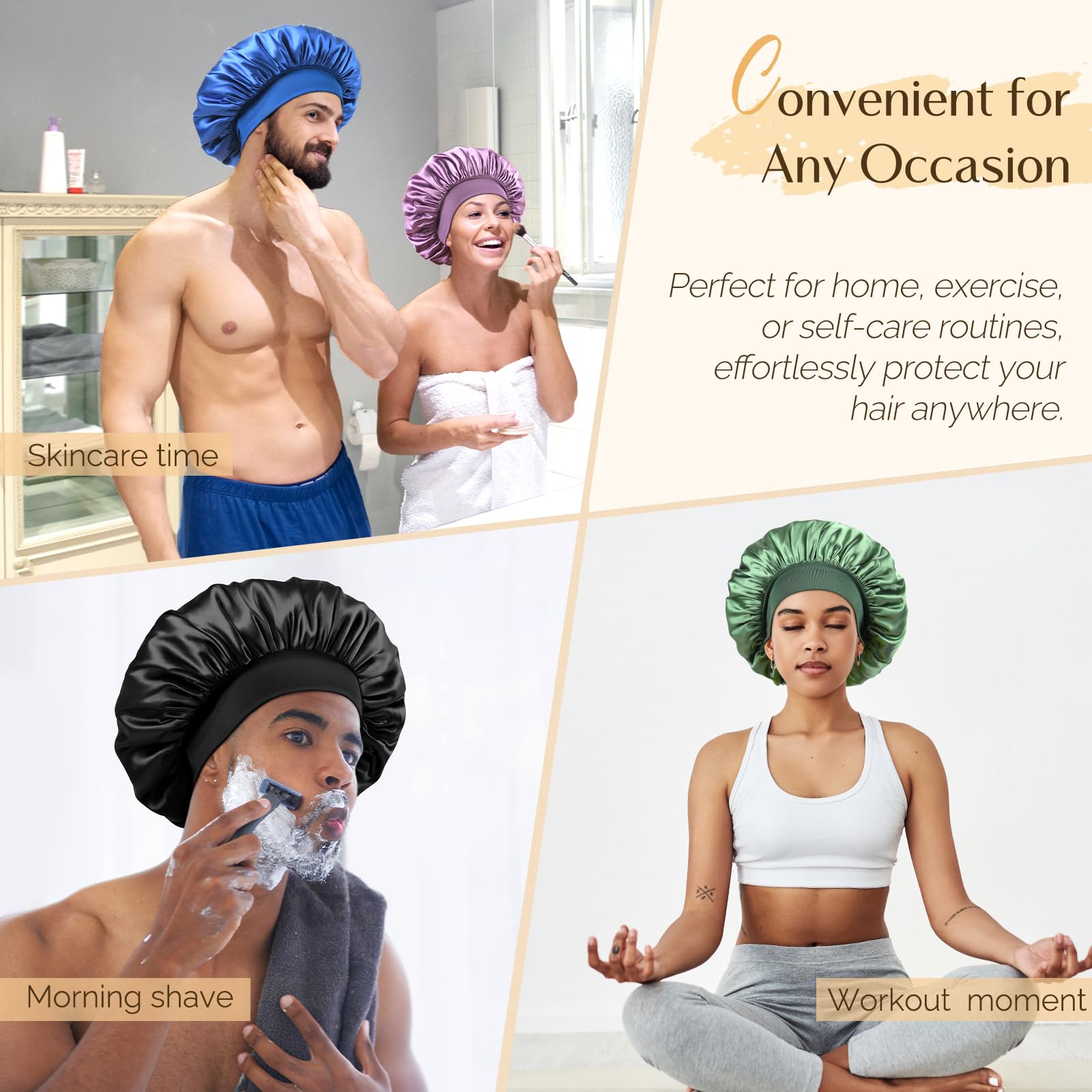 YANIBEST silk bonnet's soft elastic edge prevents forehead marks