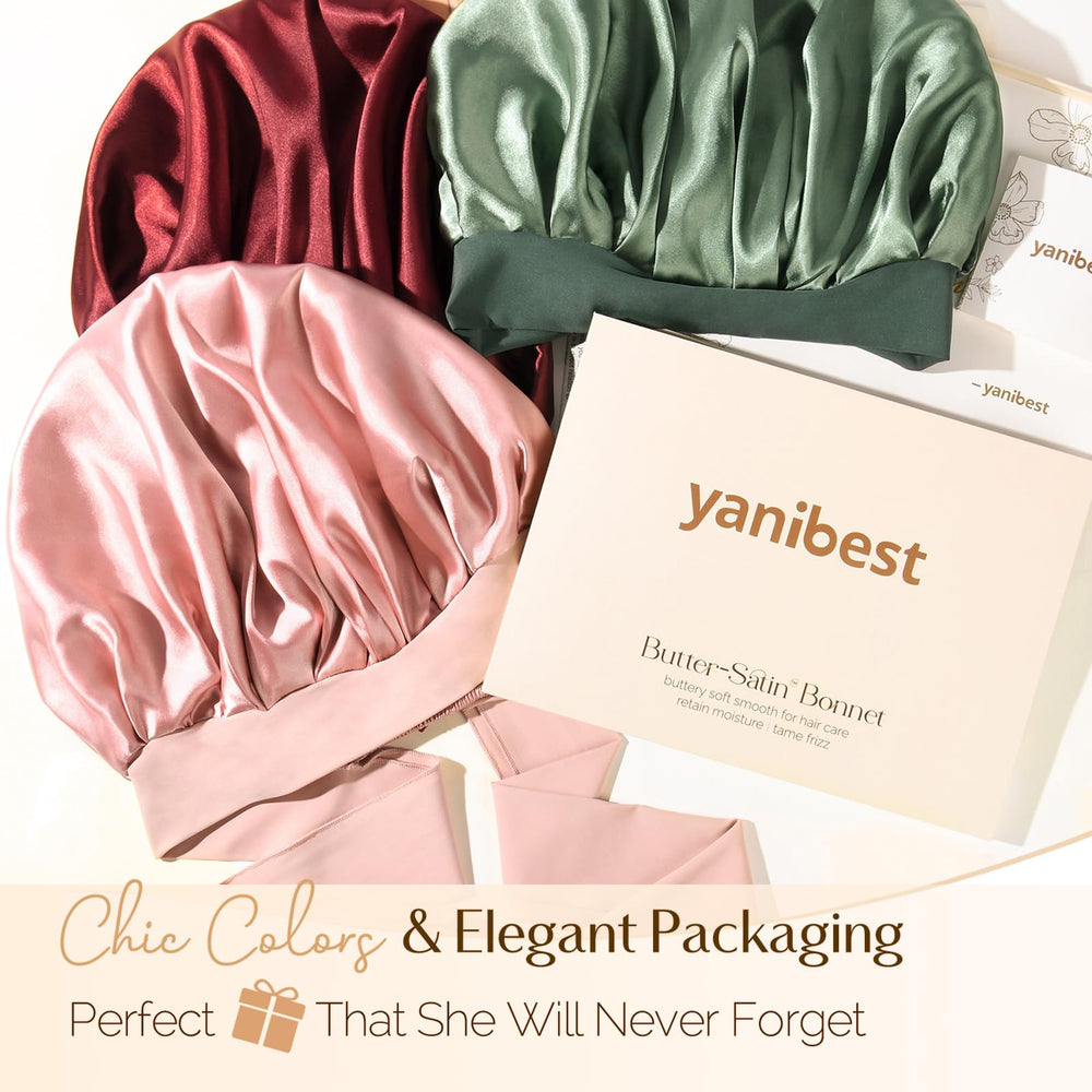 YANIBEST Silk Bonnet worn-at-bedtime protects edges while sleeping.