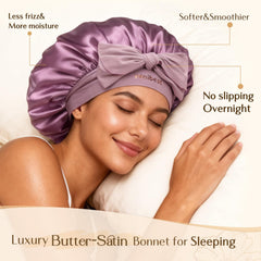 YANIBEST double-layer satin bonnet protects against tangling overnight