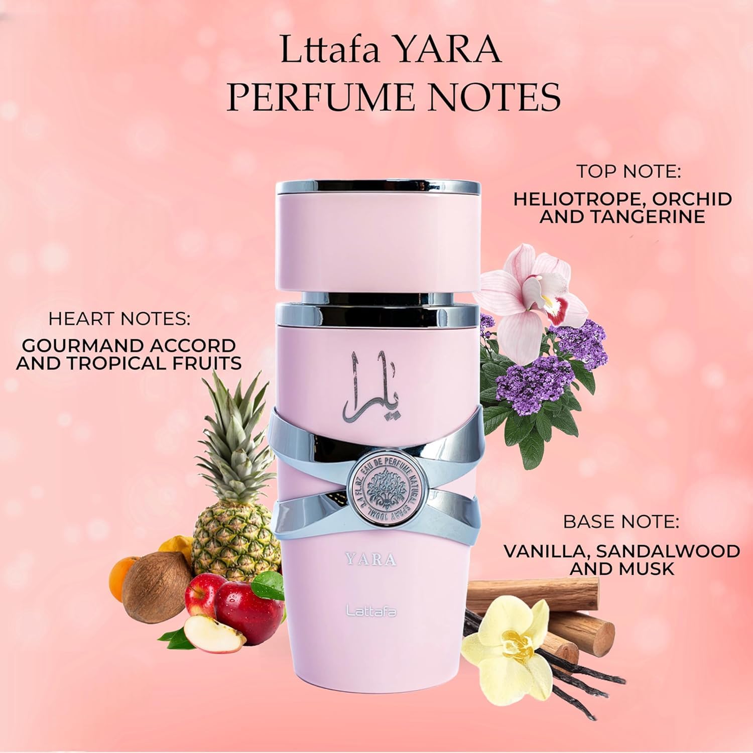 Yara Pink EDP in hand with a spritz, suggesting versatile daytime or evening wear.