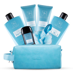 Yard House Glacier Absolute gift set in a Dopp kit for travel-ready grooming.