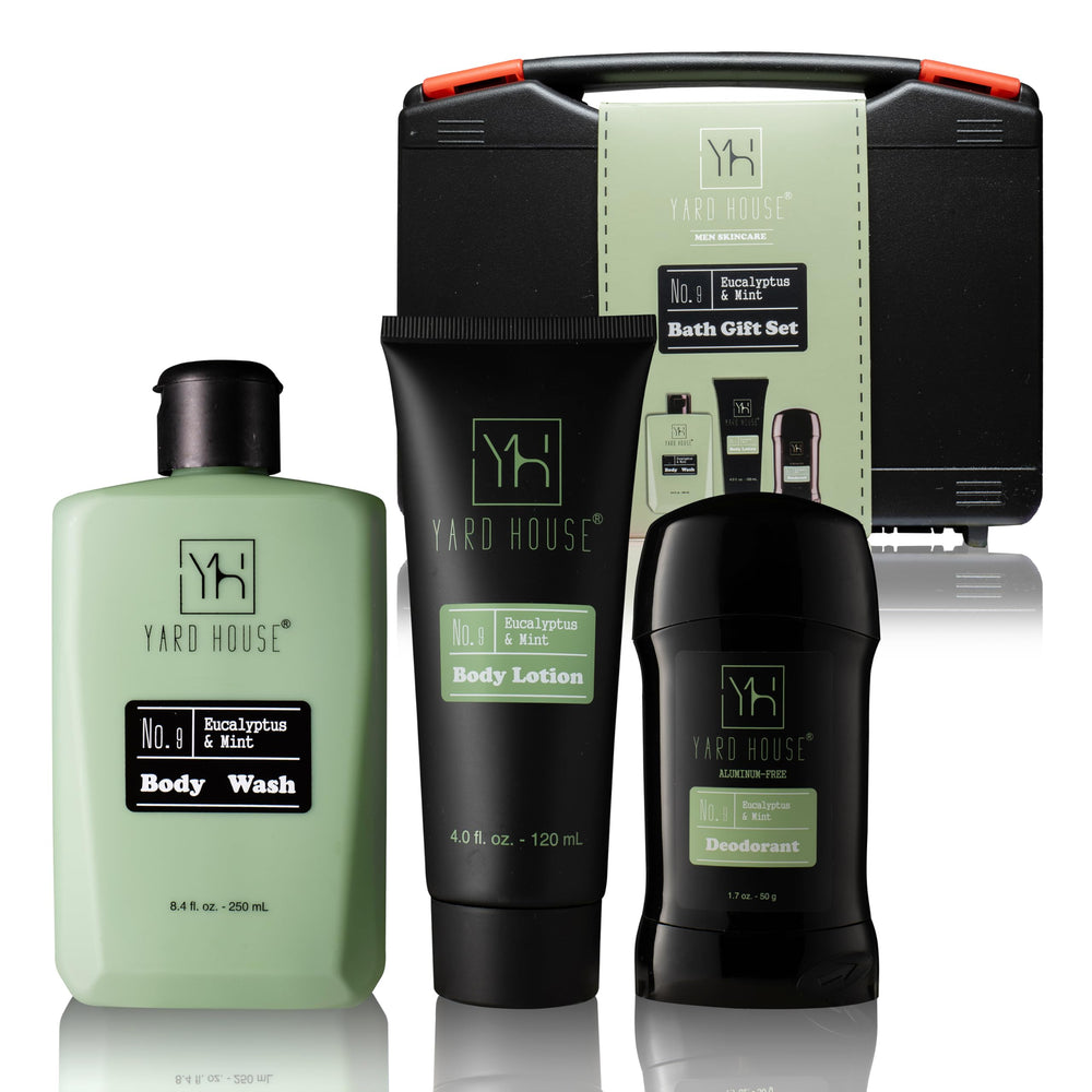 Yard House men's skincare gift set toolbox keeps grooming essentials organized for travel.